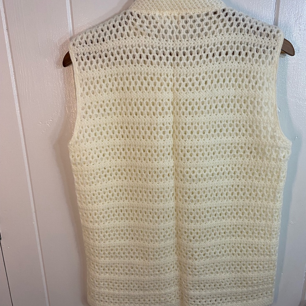 Vintage Marvin KNTG Mills N.Y. Made In USA Knit Crochet Off White Cream S/M - Picture 3 of 5